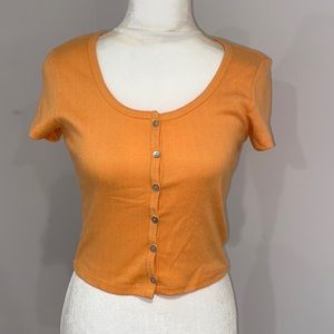 Orange Short 90s sleeve cardigan top
